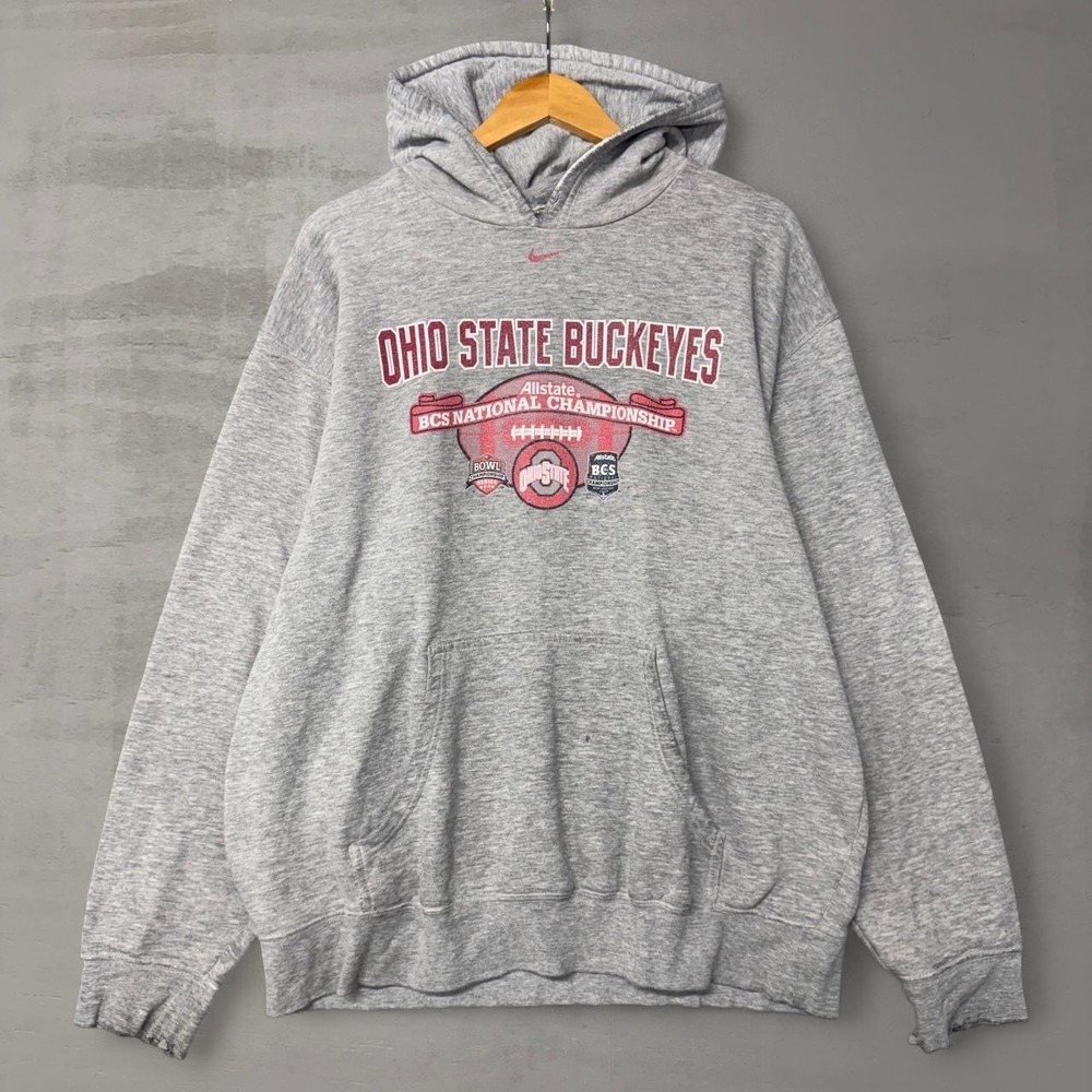 Vintage‎ Nike Ohio State Buckeyes Hoodie Grey Center Swoosh Sweatshirt XL